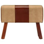 Vidaxl banc saut de cheval 58 cm marron cuir v�ritable et manguier
