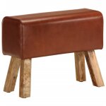 Vidaxl banc saut de cheval 58 cm marron cuir v�ritable et manguier