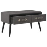 Vidaxl banc avec tiroirs 80 cm gris similicuir