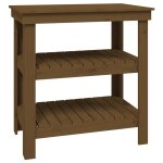 Vidaxl banc de travail marron miel 78, 5x50x80 cm bois de pin massif