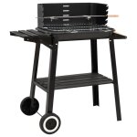 Vidaxl barbecue au charbon de bois avec roues noir acier