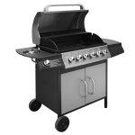 Vidaxl barbecue � gaz 6 + 1 zone de cuisson noir et argent�