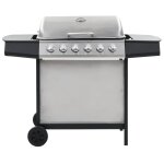 Vidaxl barbecue au gaz avec 6 zones de cuisson inox argent