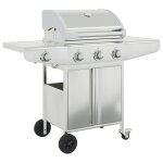 Vidaxl barbecue gril � gaz avec 4 br�leurs argent� acier inoxydable