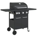 Vidaxl barbecue gril  gaz avec 4 brleurs noir acier enduit de poudre