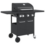 Vidaxl barbecue gril � gaz avec 4 br�leurs noir acier enduit de poudre