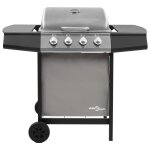 Vidaxl barbecue gril � gaz avec 4 br�leurs noir et argent�