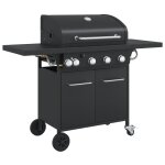 Vidaxl barbecue gril  gaz avec 5 brleurs noir acier enduit de poudre