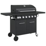 Vidaxl barbecue gril � gaz avec 7 br�leurs noir acier enduit de poudre