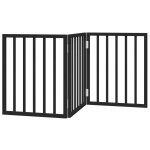 Vidaxl barrière pour chien pliable 3 panneaux noir bois de peuplier Vidaxl barrière pour chien pliable 3 panneaux noir bois de peuplier