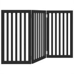 Vidaxl barrire pour chien pliable 3 panneaux noir bois de peuplier