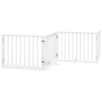 Vidaxl barri�re pour chiens et porte 4 panneaux blanc bois de peuplier