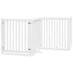 Vidaxl barrière pour chiens et porte 4 panneaux blanc bois de peuplier Vidaxl barrière pour chiens et porte 4 panneaux blanc bois de peuplier