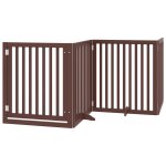 Vidaxl barri�re pour chiens avec porte 4 panneaux bois de peuplier
