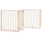 Vidaxl barri�re pour chiens avec porte 4 panneaux bois de peuplier