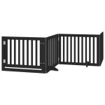 Vidaxl barrière pour chiens et porte 4 panneaux noir bois de peuplier Vidaxl barrière pour chiens et porte 4 panneaux noir bois de peuplier
