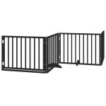Vidaxl barri�re pour chiens et porte 4 panneaux noir bois de peuplier