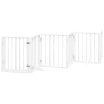Vidaxl barri�re pour chiens et porte 6 panneaux blanc bois de peuplier