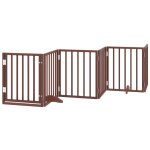 Vidaxl barri�re pour chiens avec porte 6 panneaux bois de peuplier