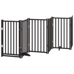 Vidaxl barri�re pour chiens avec porte 6 panneaux bois de sapin massif