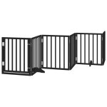 Vidaxl barri�re pour chiens et porte 6 panneaux noir bois de peuplier