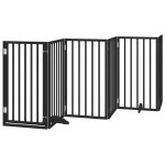Vidaxl barri�re pour chiens et porte 6 panneaux noir bois de peuplier
