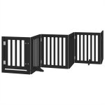 Vidaxl barrière pour chiens et porte 6 panneaux noir bois de peuplier Vidaxl barrière pour chiens et porte 6 panneaux noir bois de peuplier