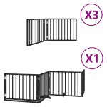 Vidaxl barrire pour chien porte pliable 10panneaux noir bois peuplier