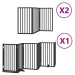 Vidaxl barri�re pour chien porte pliable 12panneaux noir bois peuplier