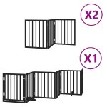 Vidaxl barri�re pour chien porte pliable 12panneaux noir bois peuplier