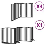 Vidaxl barri�re pour chien porte pliable 12panneaux noir bois peuplier