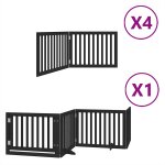 Vidaxl barri�re pour chien porte pliable 12panneaux noir bois peuplier
