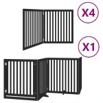 Vidaxl barri�re pour chien porte pliable 12panneaux noir bois peuplier