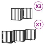 Vidaxl barri�re pour chien porte pliable 15panneaux noir bois peuplier