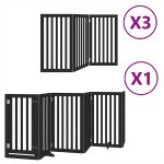 Vidaxl barri�re pour chien porte pliable 15panneaux noir bois peuplier