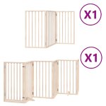 Vidaxl barri�re pour chiens avec porte pliable 9panneaux bois peuplier