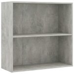 Vidaxl biblioth�que � 2 niveaux gris b�ton bois d'ing�nierie