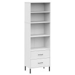 Vidaxl biblioth�que � 2 tiroirs blanc 60x35x180 cm bois massif oslo