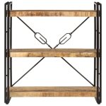 Vidaxl biblioth�que 3 niveaux 77x30x80 cm bois massif manguier et fer