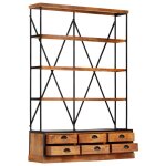 Vidaxl biblioth�que � 4 �tag�res avec 6 tiroirs 122x36x181 cm manguier