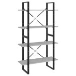 Vidaxl biblioth�que � 4 niveaux gris b�ton 80x30x140cm bois ing�nierie