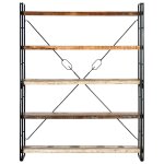 Vidaxl biblioth�que 5 niveaux 140x30x180cm bois solide de r�cup�ration