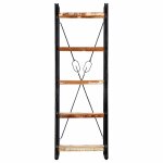 Vidaxl biblioth�que 5 niveaux 60x30x180 cm bois solide de r�cup�ration