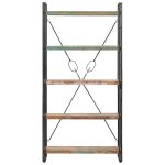 Vidaxl biblioth�que 5 niveaux 90x30x180 cm bois solide de r�cup�ration
