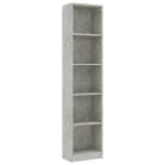 Vidaxl biblioth�que � 5 niveaux gris b�ton 40x24x175cm bois ing�nierie