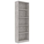 Vidaxl biblioth�que � 5 niveaux gris b�ton 60x24x175cm bois ing�nierie