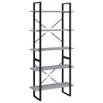 Vidaxl biblioth�que 5 niveaux sonoma gris 80x30x175 cm
