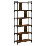 Vidaxl biblioth�que 6 niveaux ch�ne fum� 76x32x192cm bois d'ing�nierie