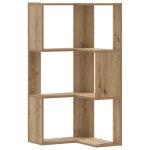 Vidaxl bibliothque d'angle 3 niveaux chne artisanal bois ingnierie