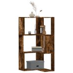 Vidaxl biblioth�que d'angle � 3 niveaux ch�ne fum� bois d'ing�nierie